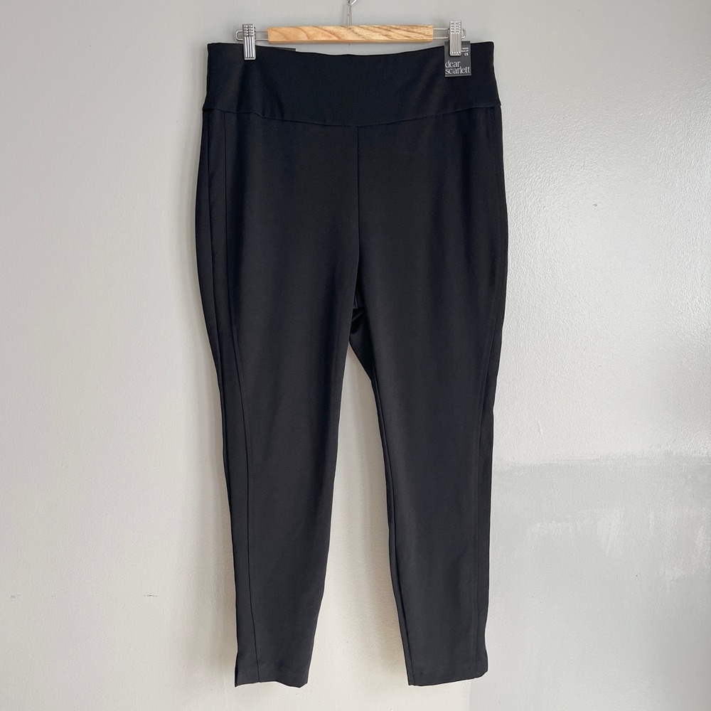 Dear Scarlett Skinny Ankle Pants Womens 1X Black Magic Pull On Office Career NWT